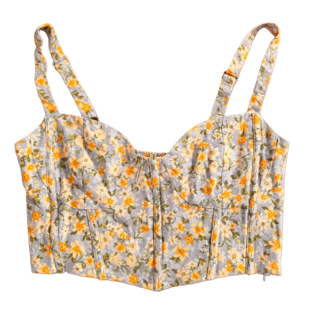 NWT Altar’d State Floral Crop Top in Blue, Yellow, and Orange